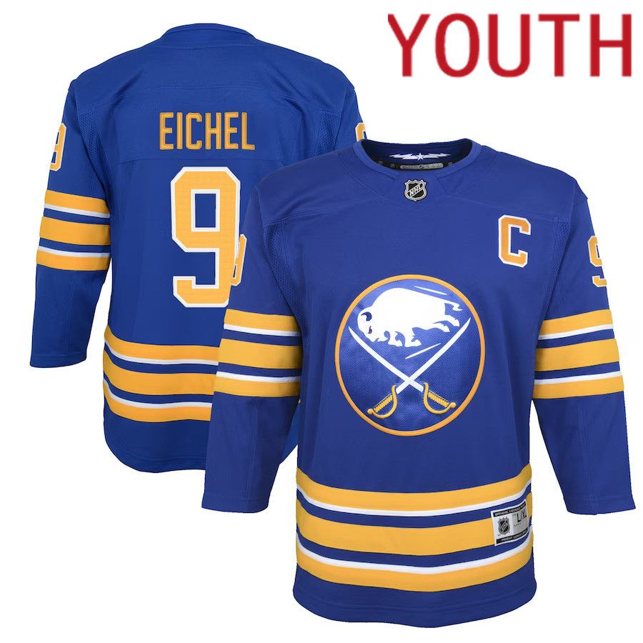 Youth Buffalo Sabres 9 Jack Eichel Royal Home Premier Player NHL Jersey